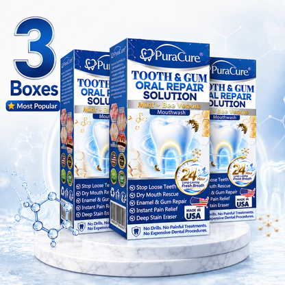 🦷 US Official Store | PuraCure® Tooth & Gum Oral Repair Solution | Powered by Bee Venom Peptides × Collagen × Postbiotics × Beta-Glucanase to Fight Plaque, Tartar, Tooth Pain, Bad Breath & Weak Teeth