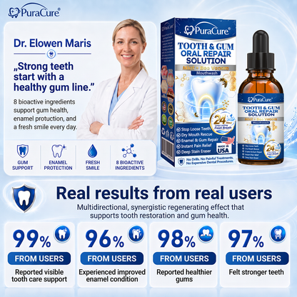 🦷 US Official Store | PuraCure® Tooth & Gum Oral Repair Solution | Powered by Bee Venom Peptides × Collagen × Postbiotics × Beta-Glucanase to Fight Plaque, Tartar, Tooth Pain, Bad Breath & Weak Teeth