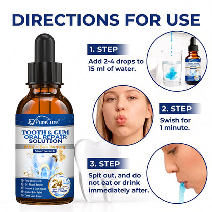 🦷 US Official Store | PuraCure® Tooth & Gum Oral Repair Solution | Powered by Bee Venom Peptides × Collagen × Postbiotics × Beta-Glucanase to Fight Plaque, Tartar, Tooth Pain, Bad Breath & Weak Teeth